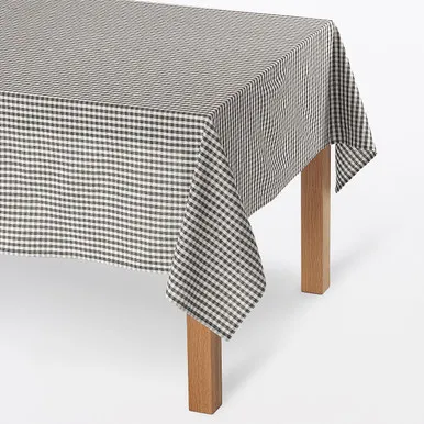 Indian Yarn-Dyed Cotton Rectangular Tablecloth - Grey Check product
