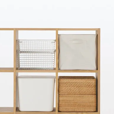 Oak Narrow 2-Tier Cube Shelving Unit - Oak alternate view