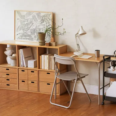 Oak Cube Shelving Unit 3-Tier 6-Cube - Oak Veneer alternate view