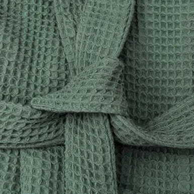 Organic Waffle Cotton Dressing Gown S-M - White, Cotton by Muji, alternate view