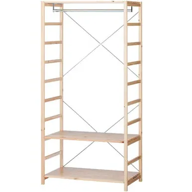 Pine Shelving Unit with Clothes Rail - Pine by Muji