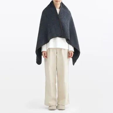 Recycled Polyester Chenille Reversible Blanket - Brown by Muji, alternate view