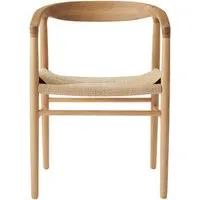 Solid Oak Dining Armchair with Paper Cord Seat - Oak by Muji, image 3