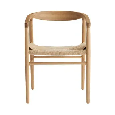 Solid Oak Dining Armchair with Paper Cord Seat - Oak by Muji