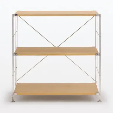 Stainless Steel 3-Tier Wide Shelving Unit - Oak, Veneer by Muji, image 2