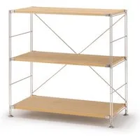 Stainless Steel 3-Tier Wide Shelving Unit - Oak, Veneer by Muji, image 3