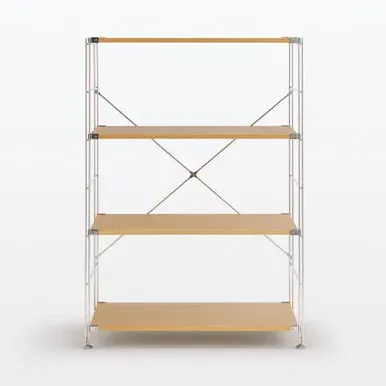 Stainless Steel 4-Tier Shelving Unit - Oak, Veneer by Muji, image 2