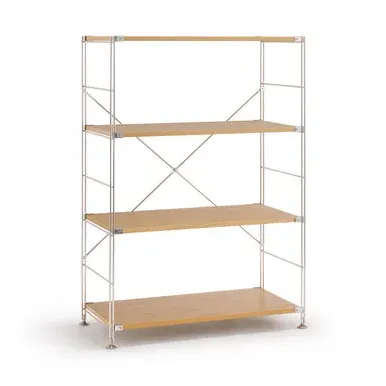 Stainless Steel 4-Tier Shelving Unit - Oak, Veneer by Muji