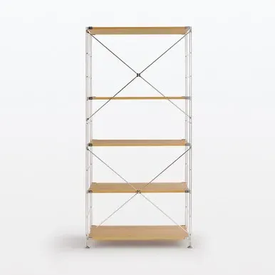 Stainless Steel Oak 5-Tier Shelving Unit - Oak Veneer by Muji, alternate view