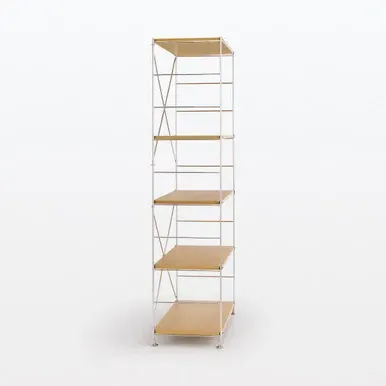 Stainless Steel Oak 5-Tier Shelving Unit - Oak Veneer by Muji