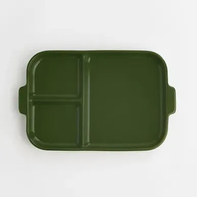 Stoneware Divided Plate with Handles - Green product