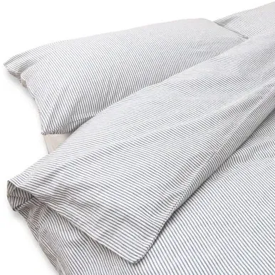 Washed Cotton King Size Duvet Cover - Light Green Stripes product