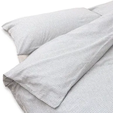 Washed Cotton Single Duvet Cover - Light Blue Stripes product