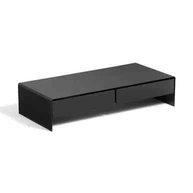 Wide Steel Monitor Stand with 2 Drawers - Steel by Muji