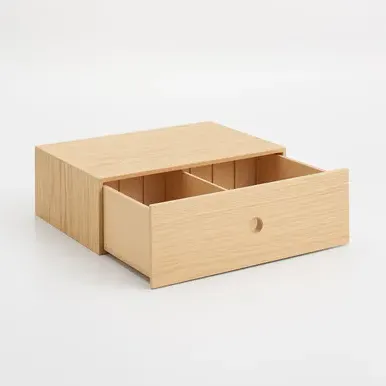 Wooden Modular Desktop Storage Drawer - Oak Veneer by Muji, alternate view