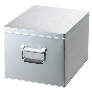 Zinc Storage Box with Non-Slip Handle - Tin Plate by Muji
