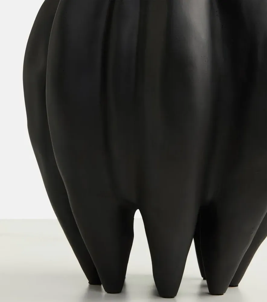 Lotus Glazed Vase - Black, Glass Fiber