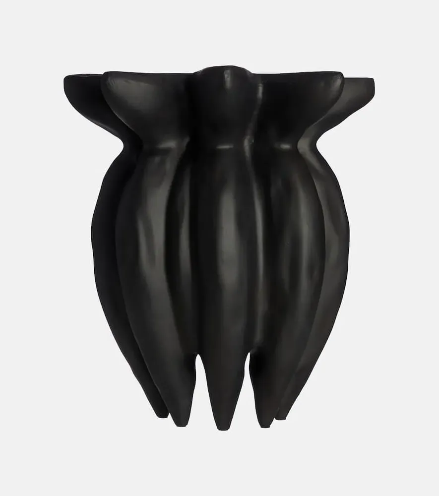 Lotus Glazed Vase - Black, Glass Fiber