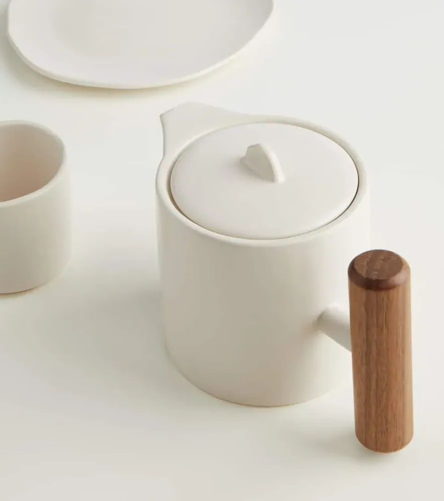 Native Stoneware Tea Set - White