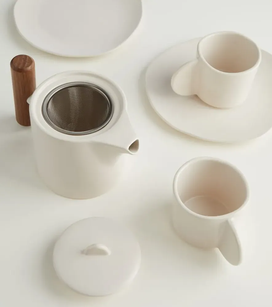 Native Stoneware Tea Set - White