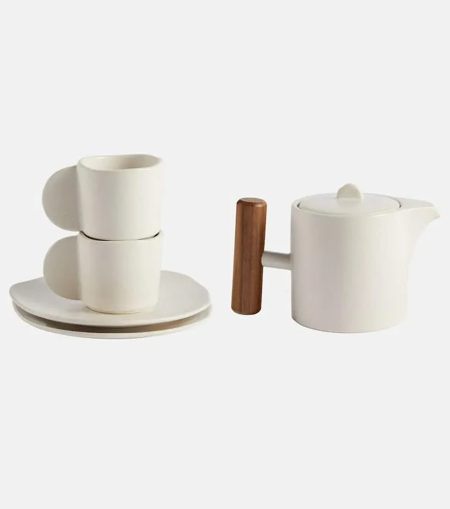 Native Stoneware Tea Set - White