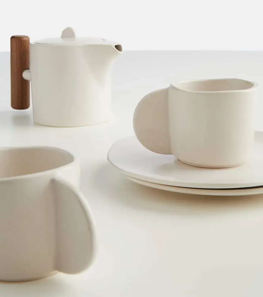 Native Stoneware Tea Set - White image