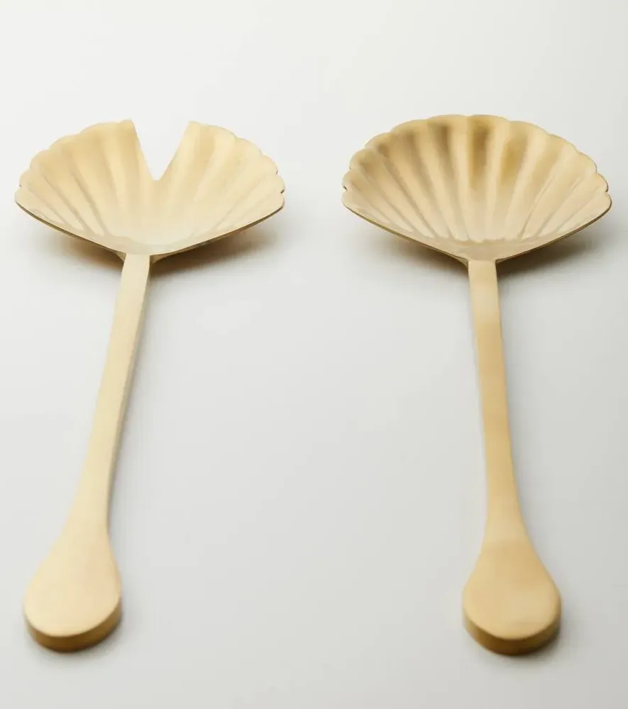 Shell Stainless Steel Salad Serving Set - Gold