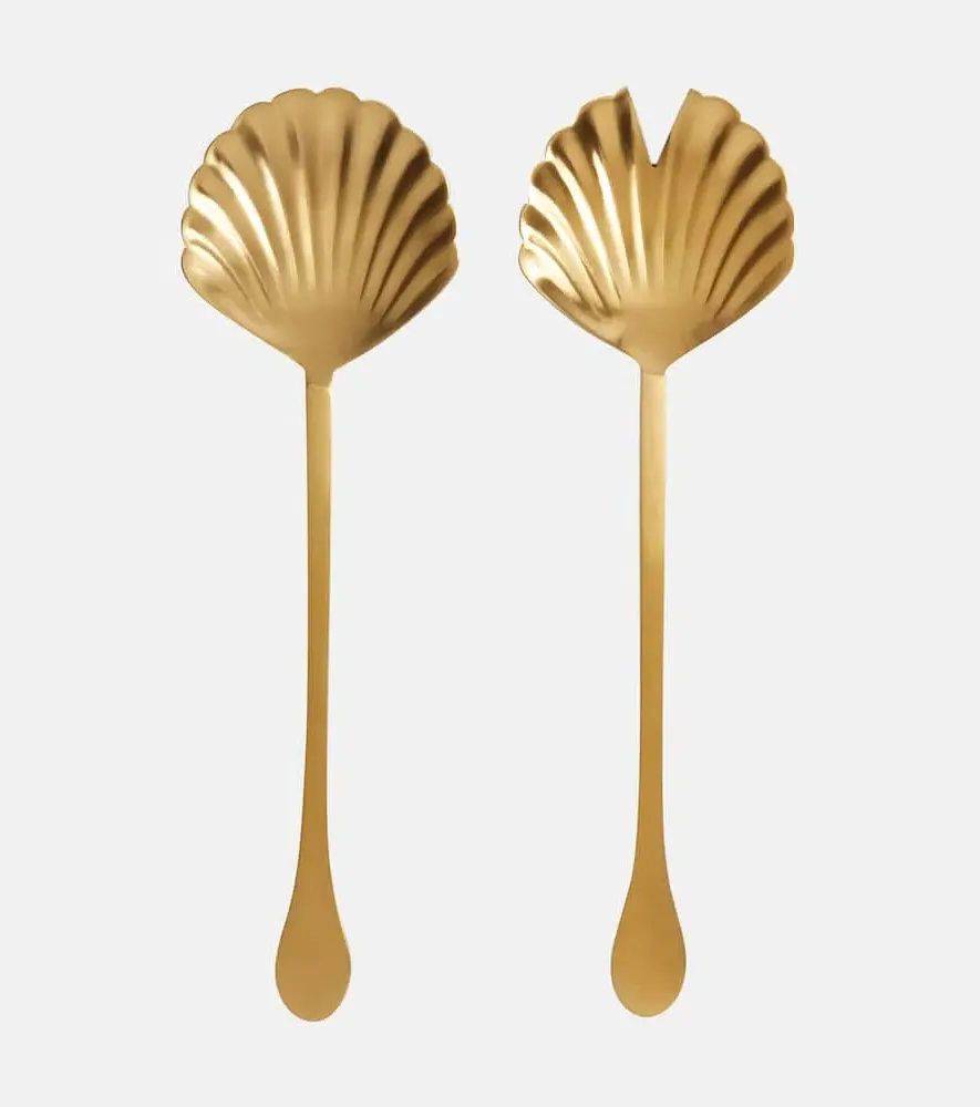 Shell Stainless Steel Salad Serving Set - Gold
