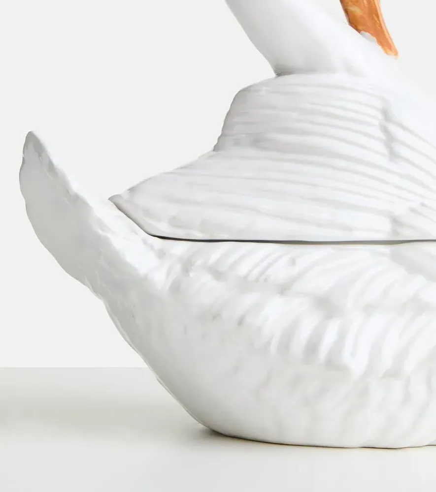 Swan Ceramic Soup Tureen - White