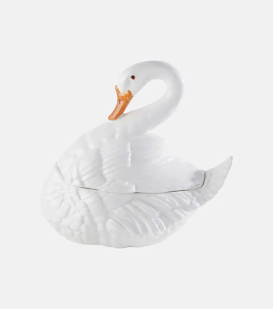 Swan Ceramic Soup Tureen - White