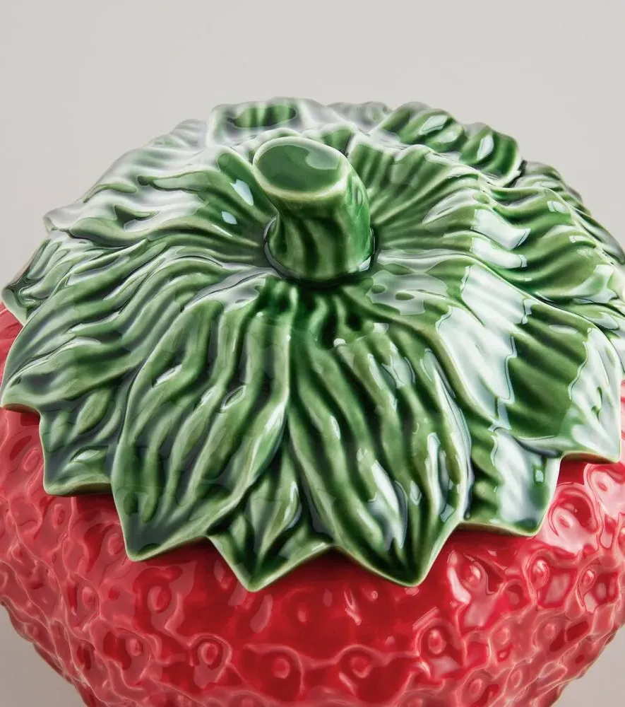 Bordallo Pinheiro Strawberries Large Ceramic Tureen - Red