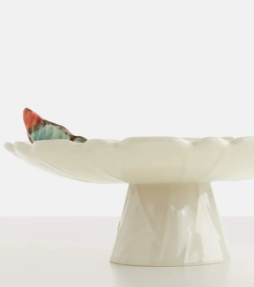 Cloudy Butterflies Cake Stand - White, Earthenware