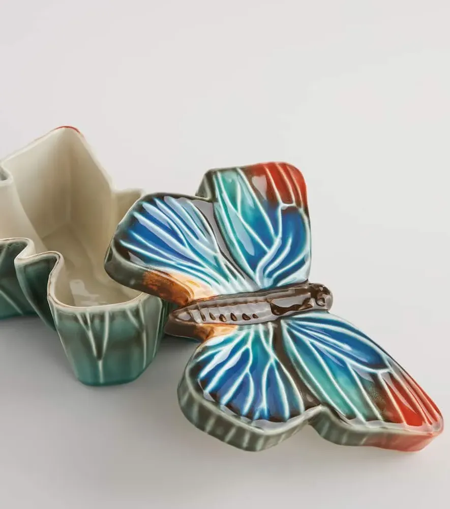 Cloudy Butterflies Large Storage Box - Multicolor, Earthenware