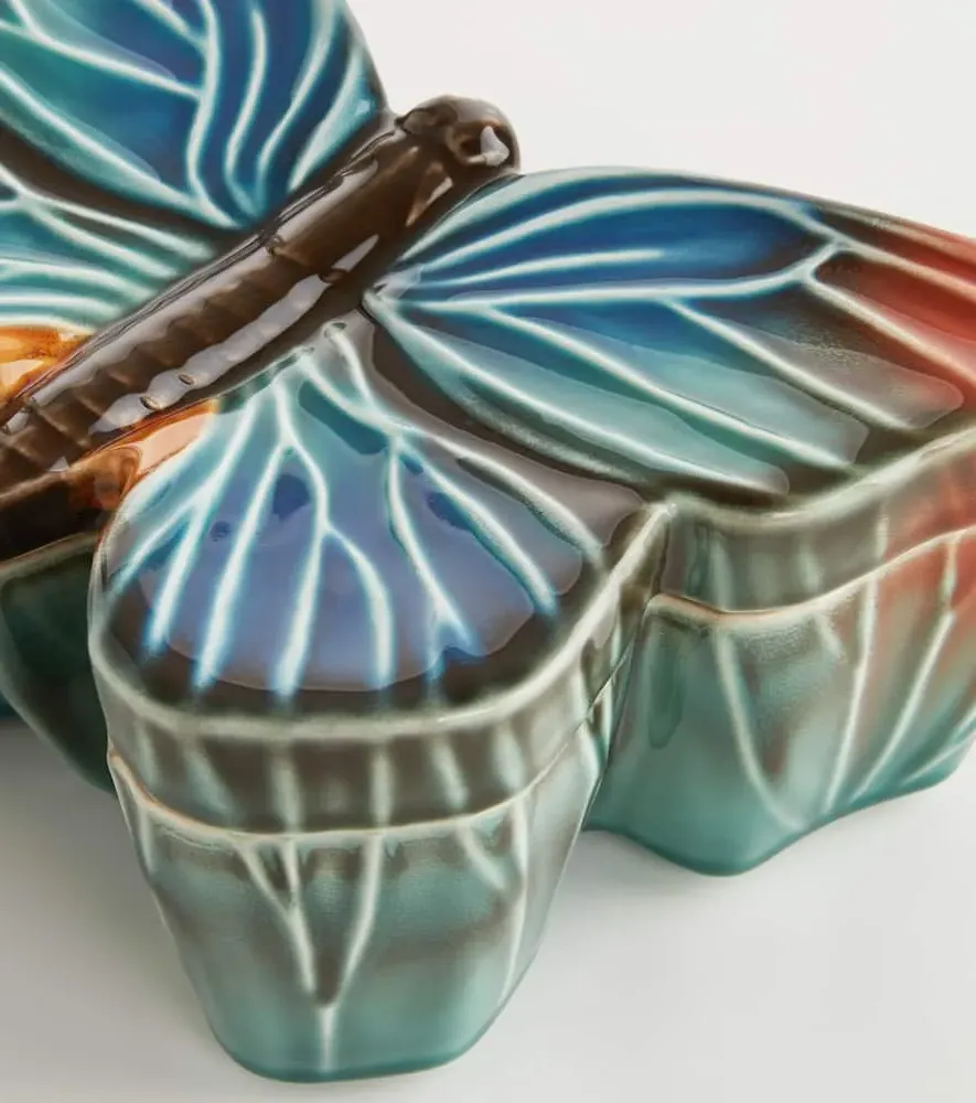 Cloudy Butterflies Large Storage Box - Multicolor, Earthenware image