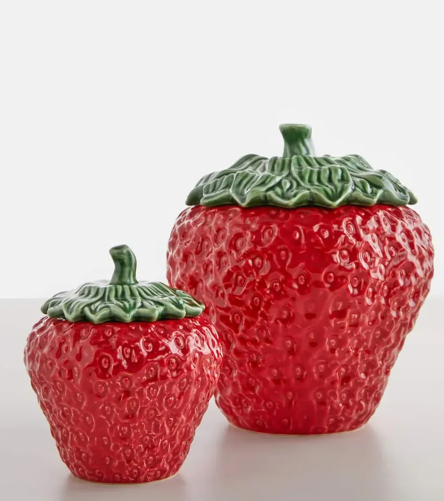 Strawberries Large Ceramic Tureen - Red, Earthenware