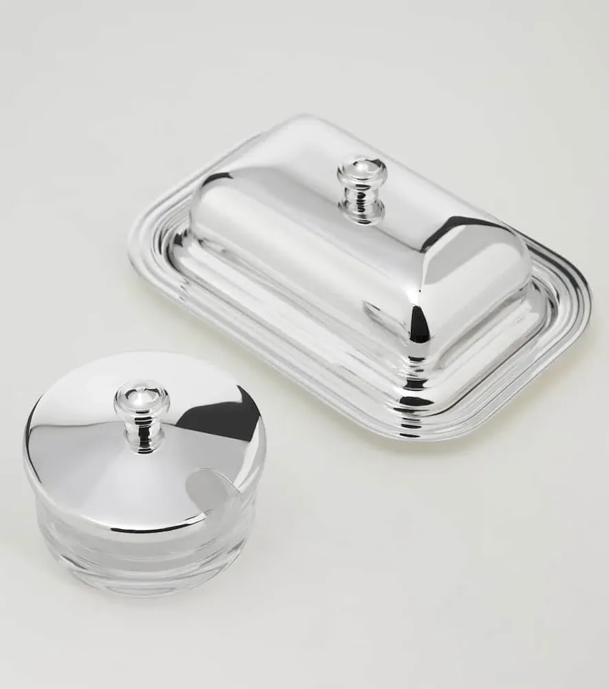 Albi Butter Dish - Silver, Crystal