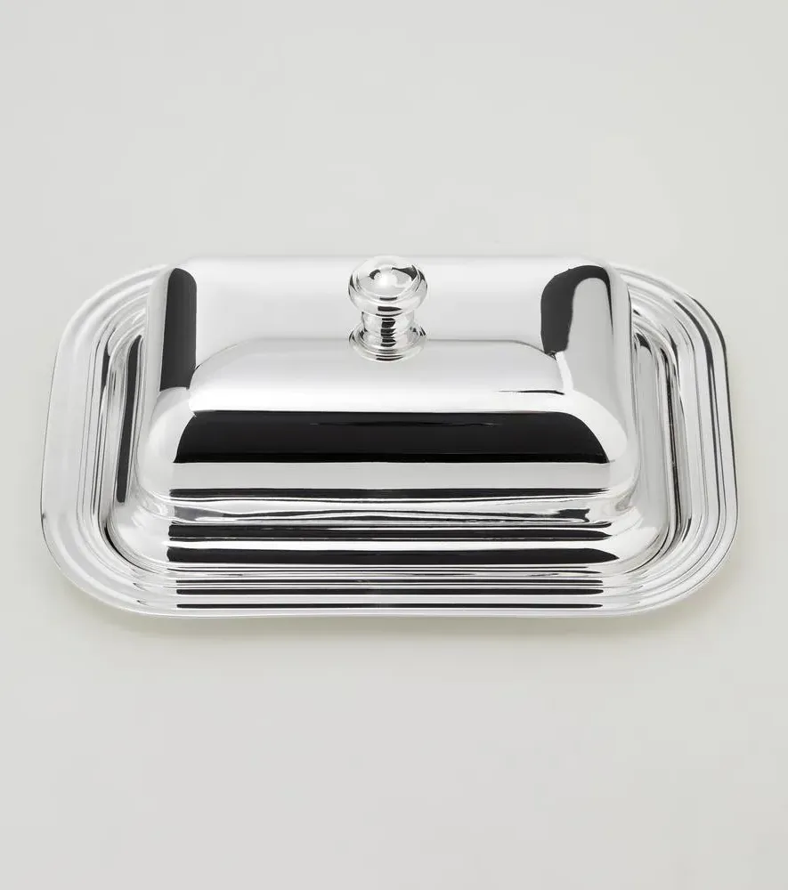 Albi Butter Dish - Silver, Crystal