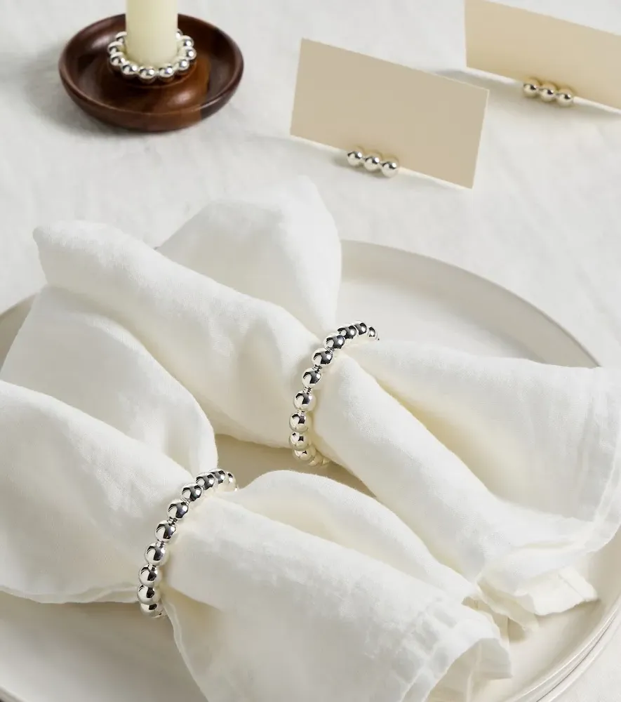 Perles Set of 2 Napkin Rings - Silver-Plated Metal by Mytheresa, image 2