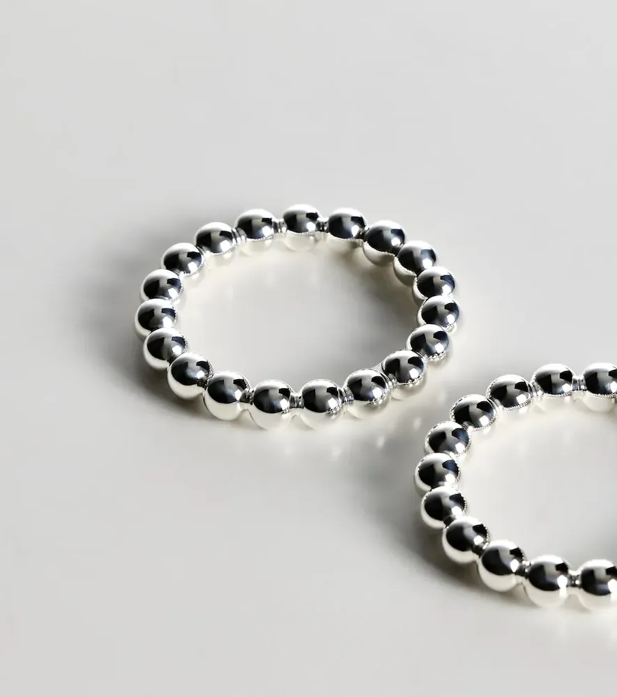 Perles Set of 2 Napkin Rings - Silver-Plated Metal by Mytheresa, image 3