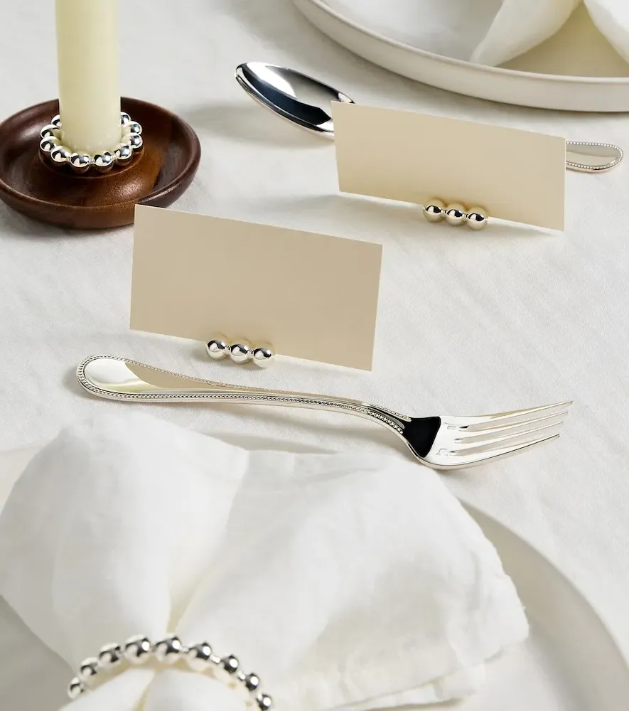 Perles Set of 2 Place Card Holders - Silver-Plated Metal by Mytheresa, image 4