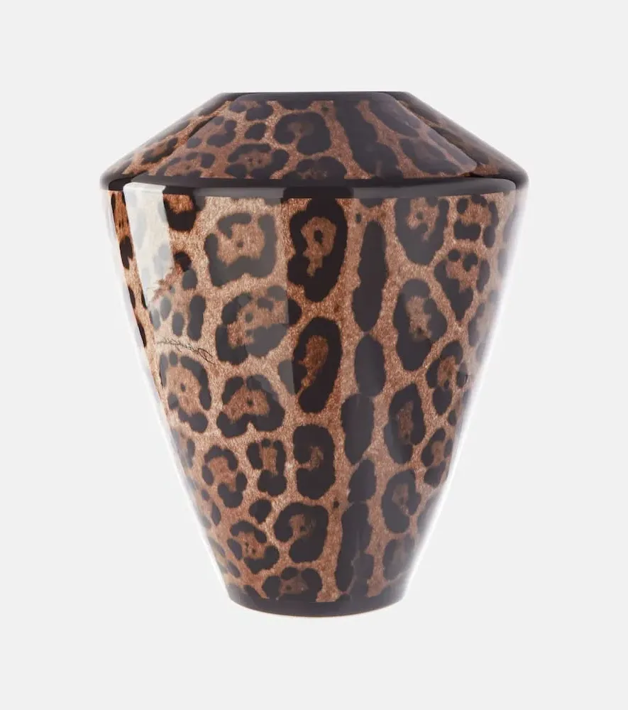 Leopardo Large Porcelain Vase - Brown