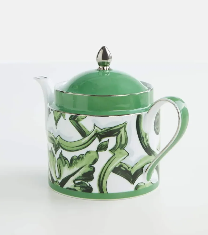 Majolica Porcelain Teapot - Green