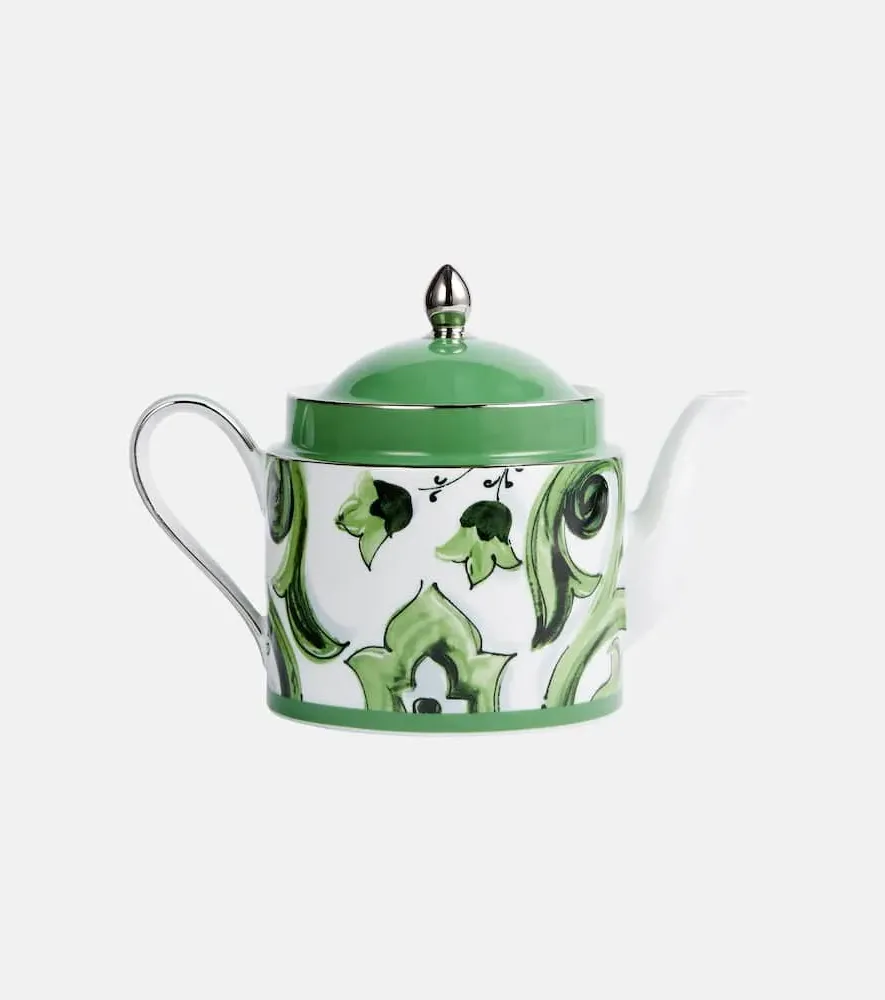 Majolica Porcelain Teapot - Green