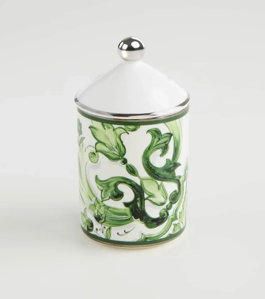 Majolica Scented Candle - Green, Porcelain