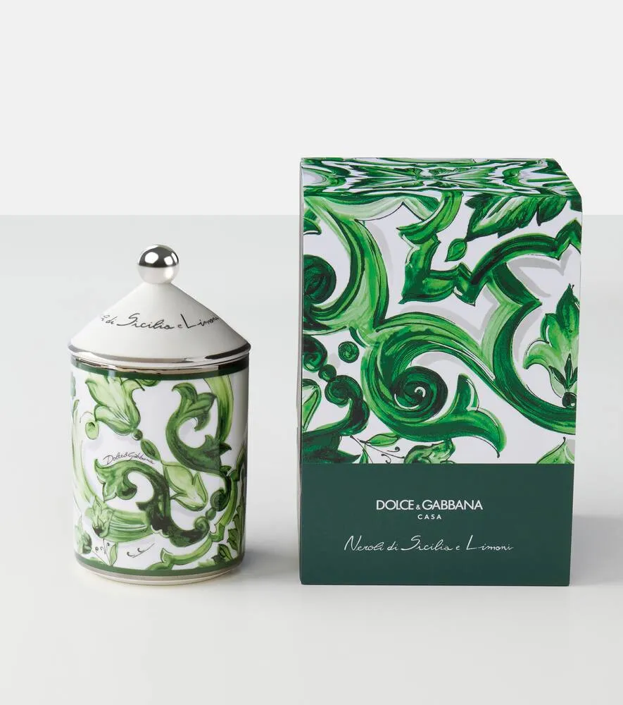 Majolica Scented Candle - Green, Porcelain