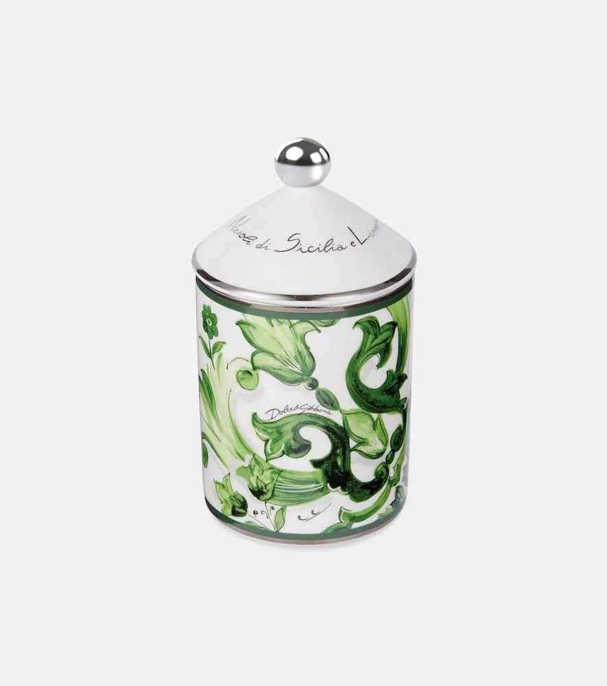 Majolica Scented Candle - Green, Porcelain