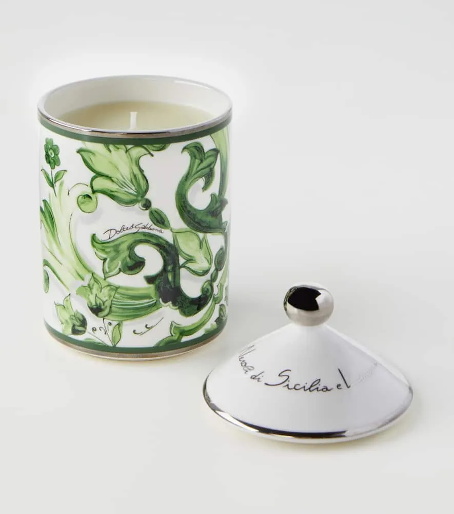 Majolica Scented Candle - Green, Porcelain