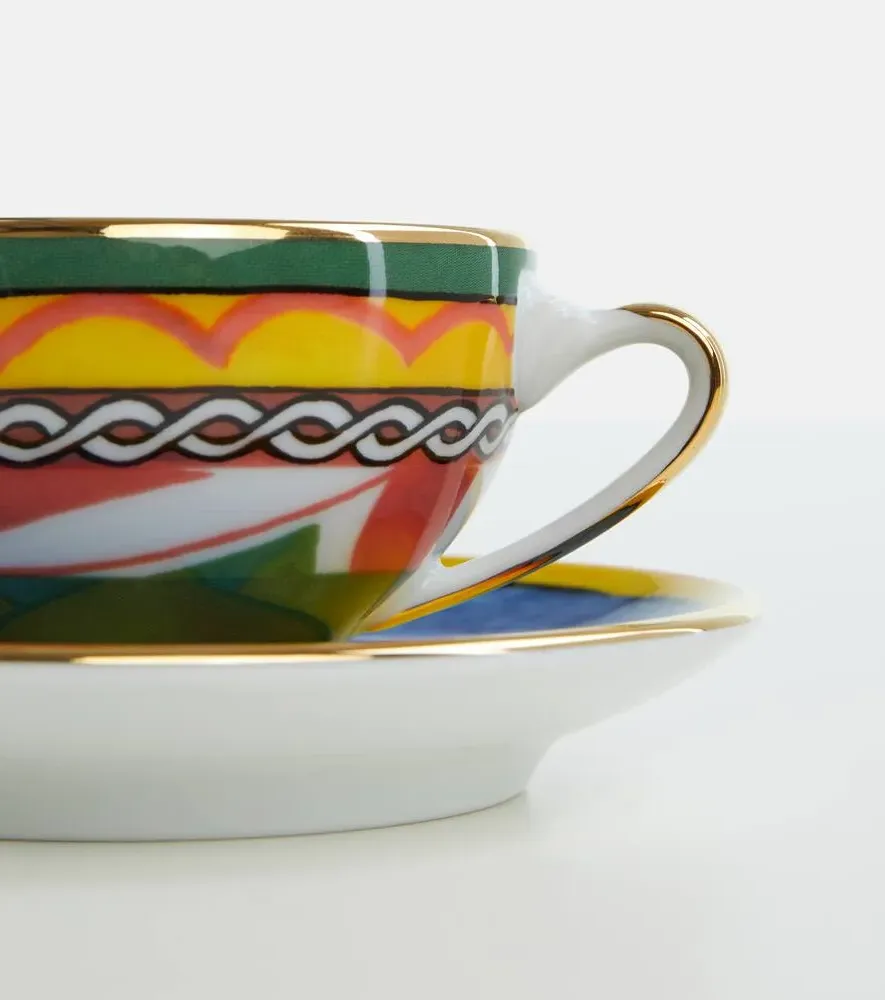 Porcelain Espresso Cup and Saucer Set - Multicolor