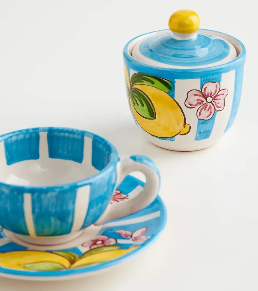 Taormina Striped Sugar Bowl - Blue, Ceramic