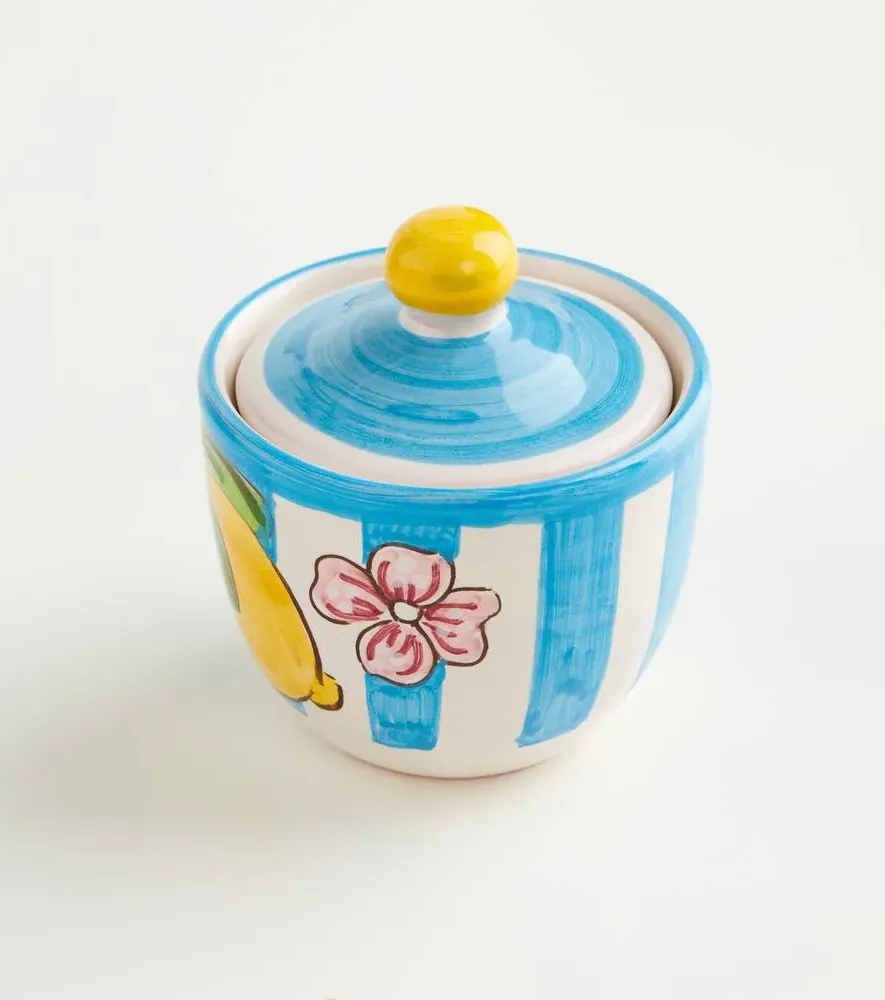 Taormina Striped Sugar Bowl - Blue, Ceramic